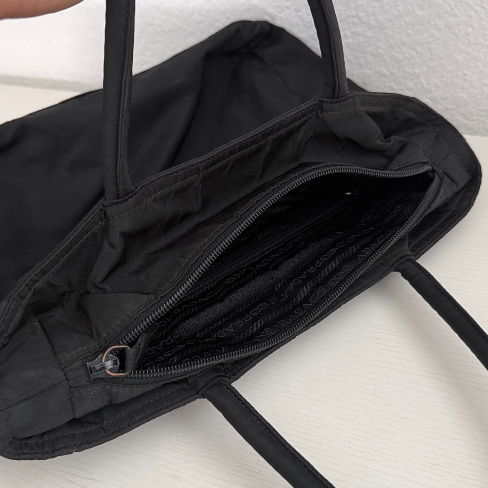Prada Black Nylon Tote with Triangle Logo - Picture 5 of 13